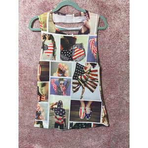 Women's Unbranded White Red Blue American Flag Print Tank Top M